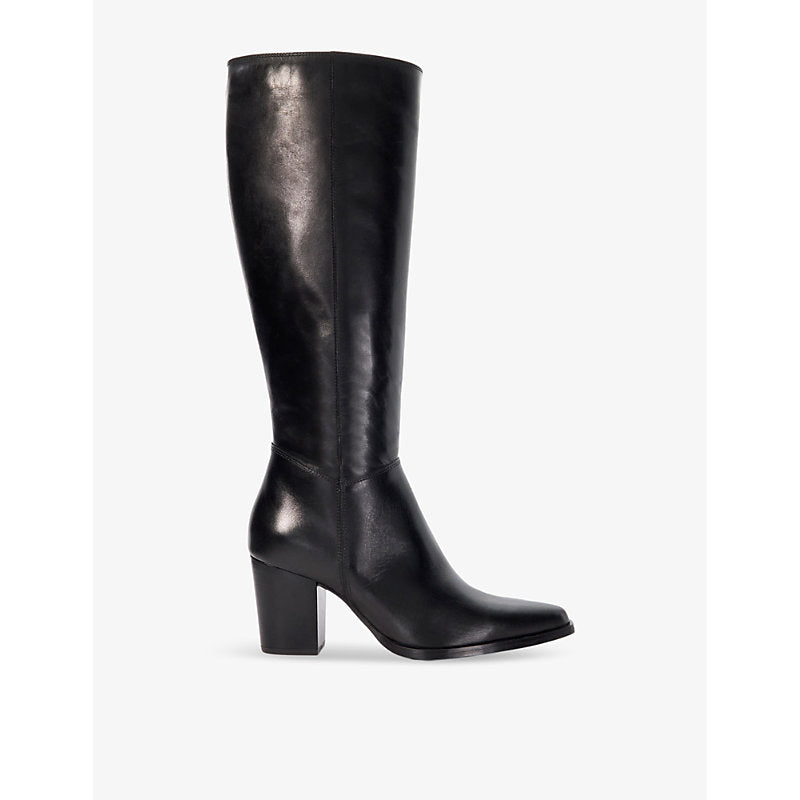 Dune Silahs block-heel leather knee-high boots