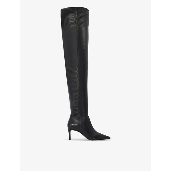 Dune Servena pointed-toe leather heeled knee-high boots