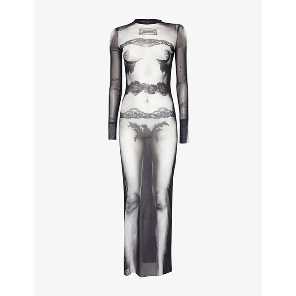 Jean Paul Gaultier The Body Lace Marinière stretch-knit maxi dress