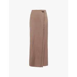 Womens Giorgio Armani Wrap-over mid-rise wool maxi skirt