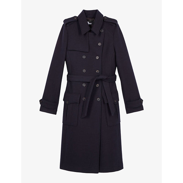 The Kooples Double-breasted long wool trench coat