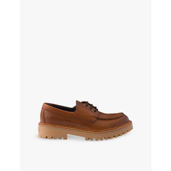 Prada Lugged-sole lace-up leather loafers