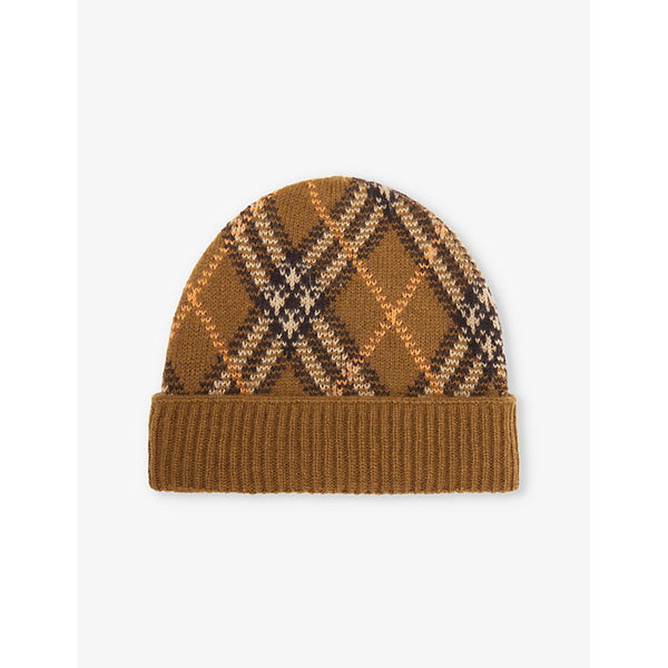 Burberry Check-pattern cashmere beanie hat