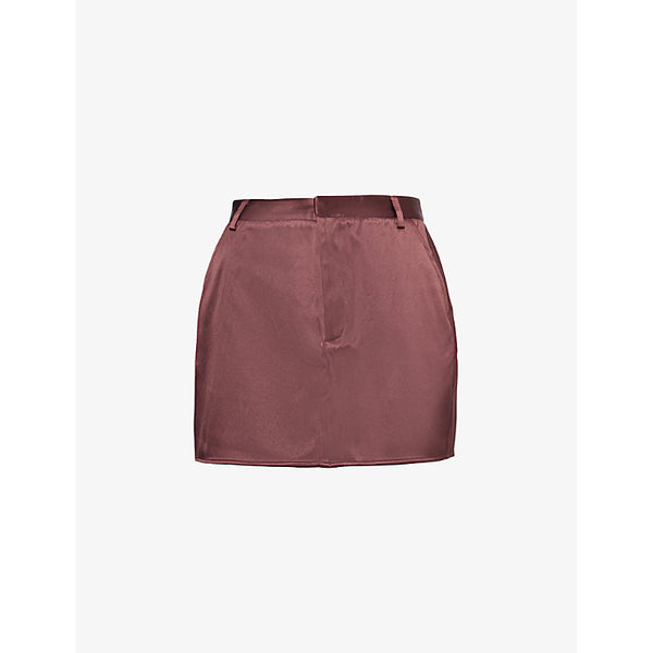 Pretty Lavish Beck welt-pocket satin mini skirt