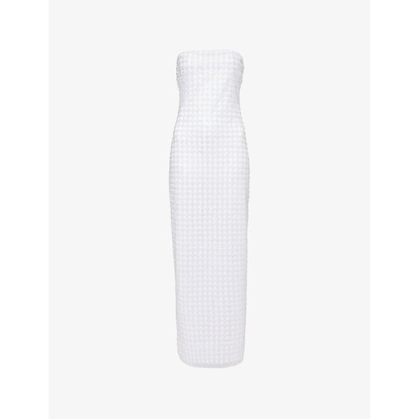 Rotate Birger Christensen Tube beaded mesh maxi dress