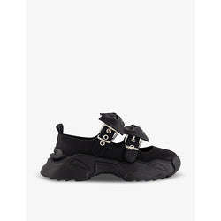 Lazy Oaf Big Bow double-strap satin Mary Jane shoes