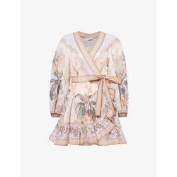 Zimmermann Wylie wrap long-sleeve cotton mini dress | ZIMMERMANN