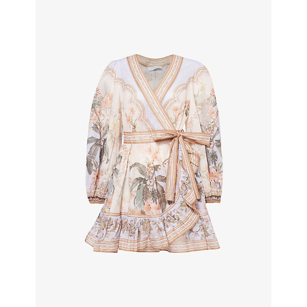 Zimmermann Wylie wrap long-sleeve cotton mini dress | ZIMMERMANN