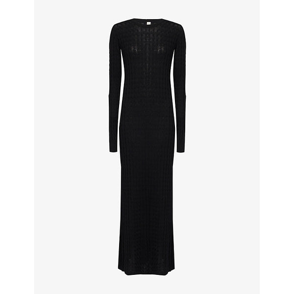 Toteme Cable-knit round neck wool maxi dress