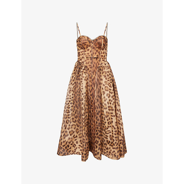 Zimmermann Crush leopard-print linen-silk blend midi dress