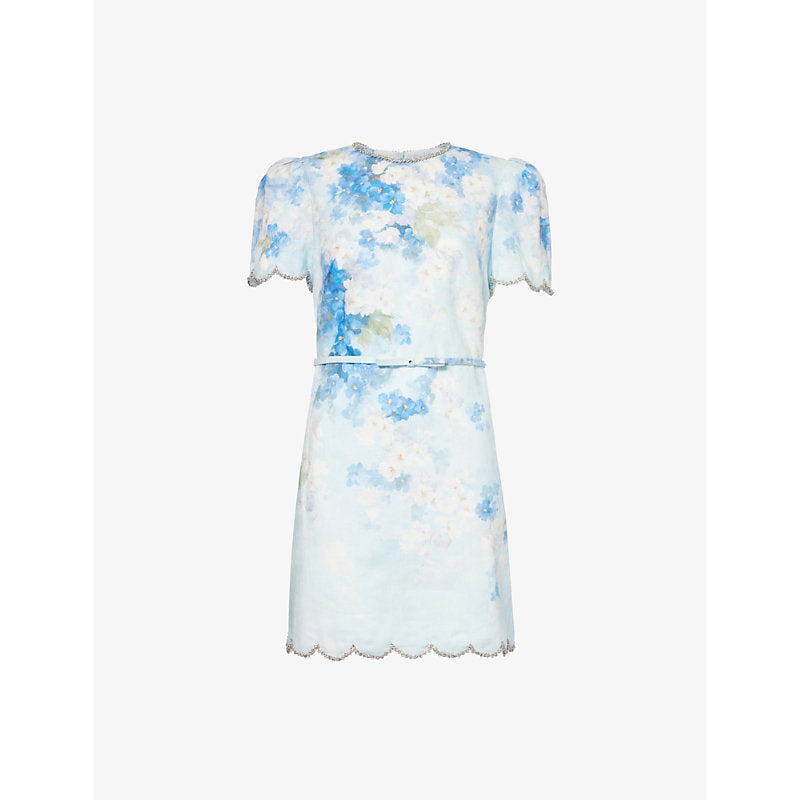 Zimmermann Crush floral-print linen mini dress | ZIMMERMANN