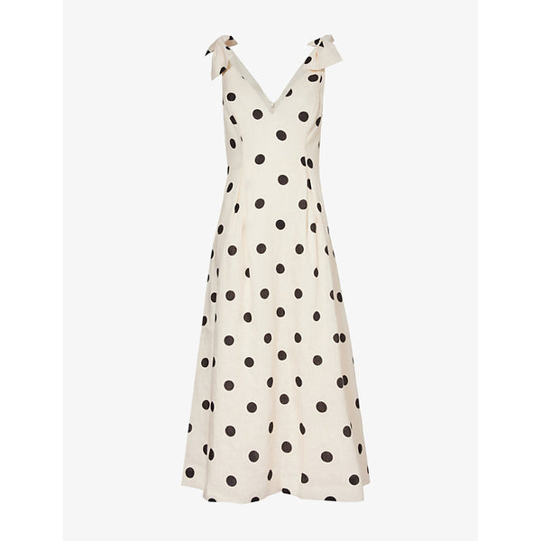 Zimmermann Crush V-neck polka-dot linen midi dress