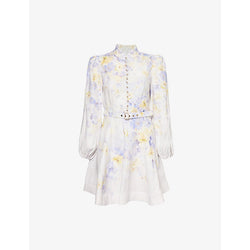 Zimmermann Crush floral-pattern buttoned linen mini dress | ZIMMERMANN