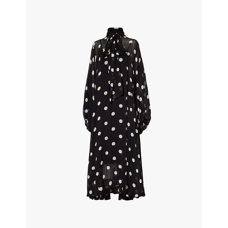 Zimmermann Crush Billow polka-dot stretch-recycled-polyester midi dress | ZIMMERMANN