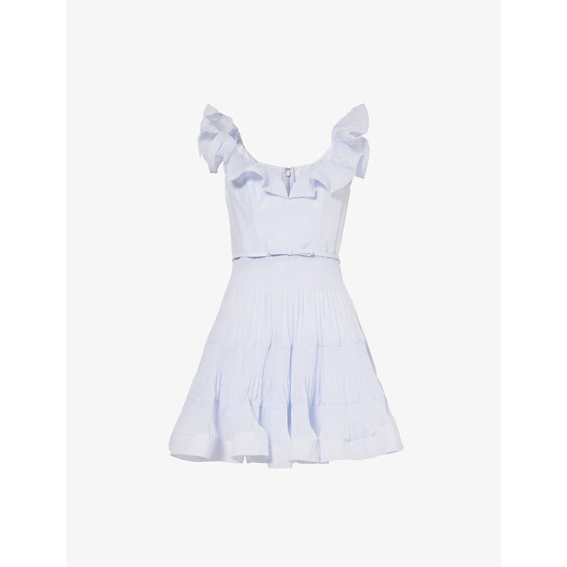 Zimmermann Pleated shoulder-straps woven mini dress | ZIMMERMANN