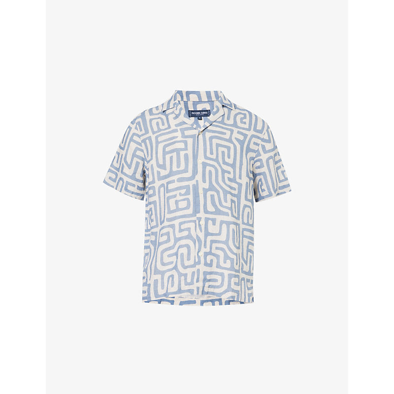  Frescobol Carioca Roberto graphic-pattern short-sleeve linen shirt