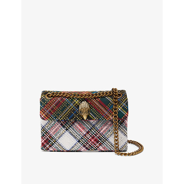 Kurt Geiger London Mini Kensington tartan woven shoulder bag