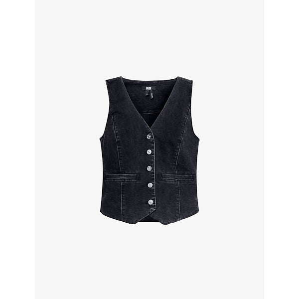 Paige Antonella panelled stretch-denim vest