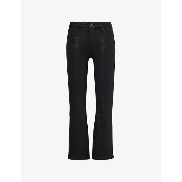 Paige Claudine high-rise flared coated stretch-denim jeans