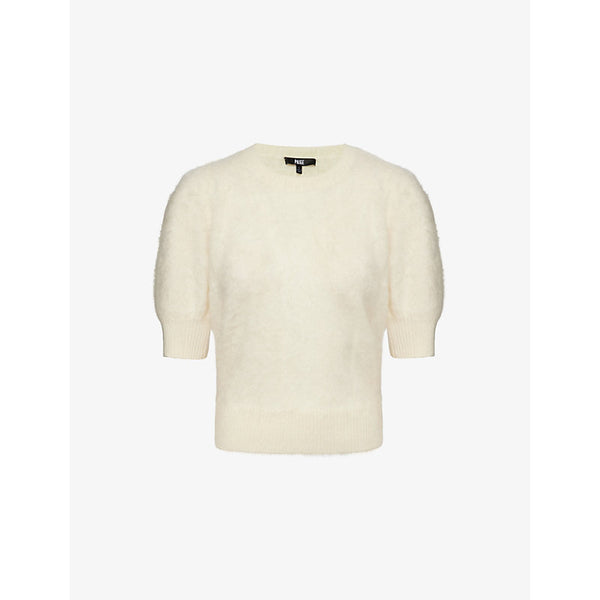 Paige Gladiolus Puffed-Short-Sleeves Cashmere Jumper