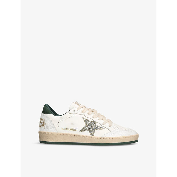 Golden Goose Ballstar glitter-embellished leather low-top trainers | Golden Goose