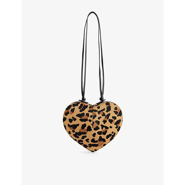 Alaia Le Coeur leopard-pattern brushed leather shoulder bag