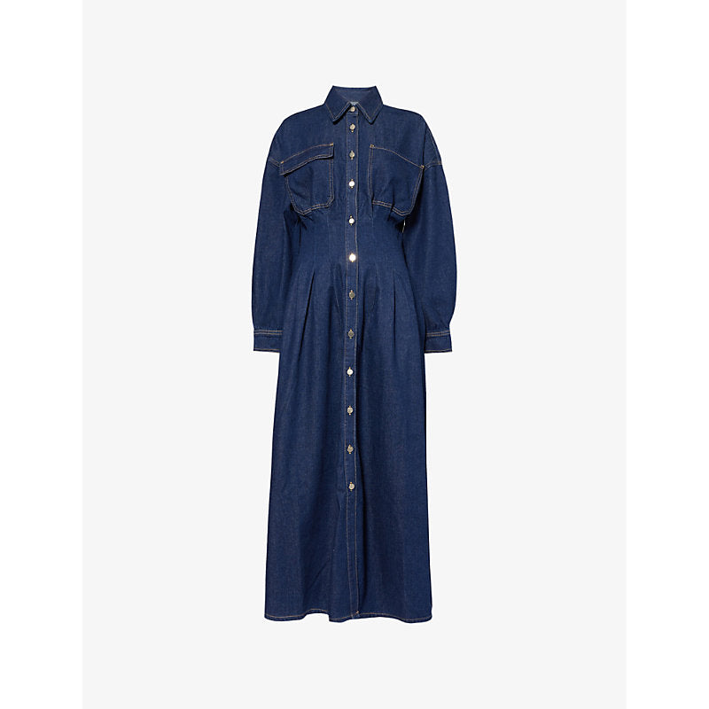 Frame The Nipped long-sleeve denim maxi dress | FRAME