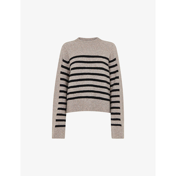 Whistles Stripe-contrast wool-blend knitted jumper