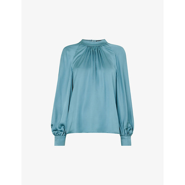 Whistles Lea gathered satin blouse