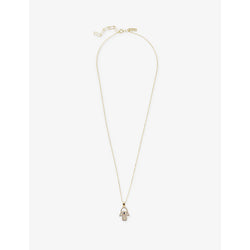 Commonlines Studded Hasma 14ct yellow gold-plated 925 sterling-silver and cubic zirconia necklace