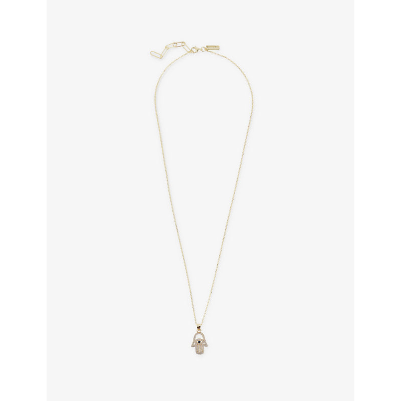 Commonlines Studded Hasma 14ct yellow gold-plated 925 sterling-silver and cubic zirconia necklace