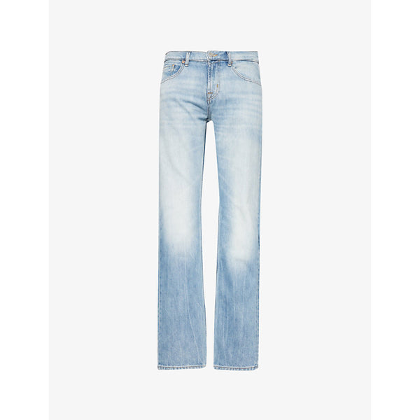 7 For All Mankind The Straight faded-wash straight-leg regular-fit stretch-denim jeans