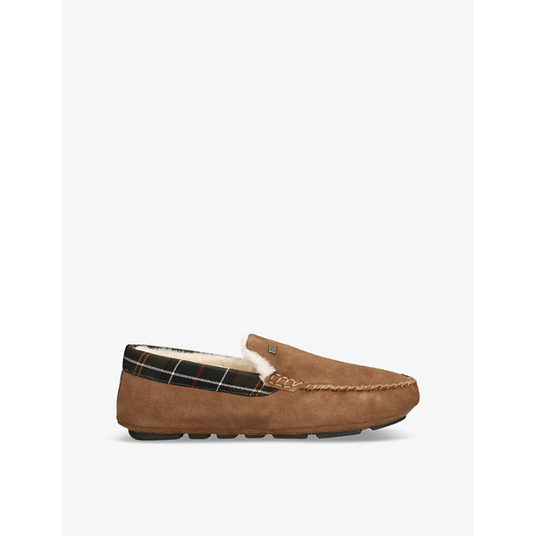 Barbour Monty tartan-print faux shearling-lined suede slippers