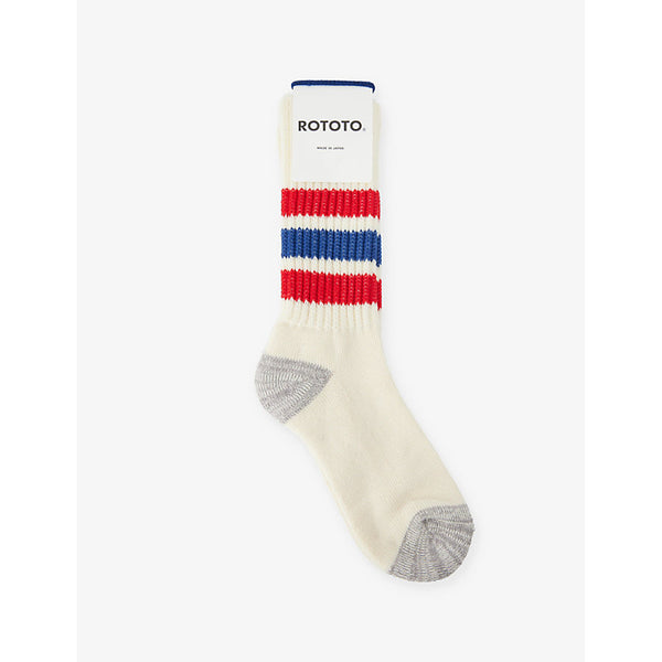 Rototo Old School Coarse stripe-pattern ribbed cotton-blend crew socks