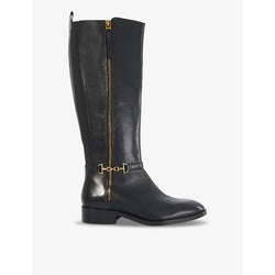 Dune Taylyn snaffle-trim leather heeled knee-high boots | Dune