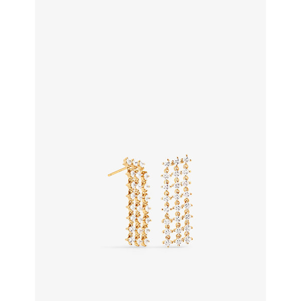 Astrid & Miyu Cosmic Star 18ct gold-plated brass and cubic zirconia drop earrings