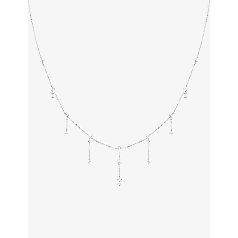 Astrid & Miyu Cosmic Charm 18ct yellow gold-plated recycled sterling-silver and cubic zirconia drop necklace