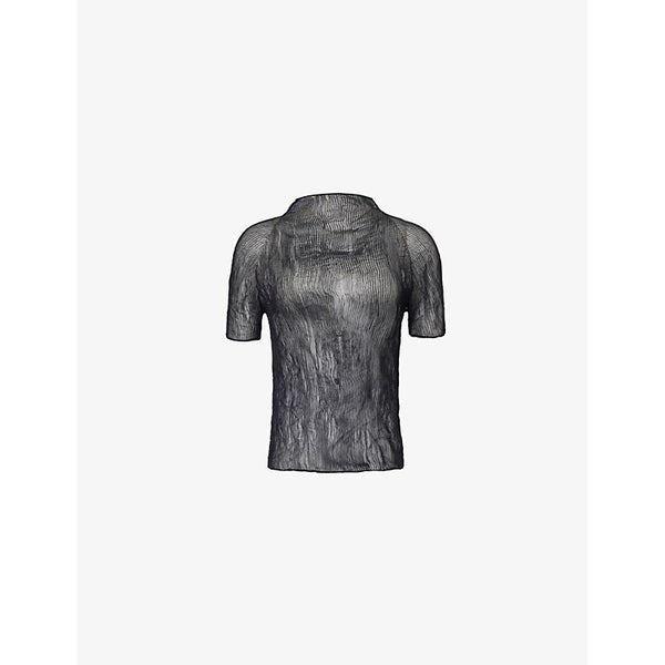 Issey Miyake Chiffon high-neck knitted top