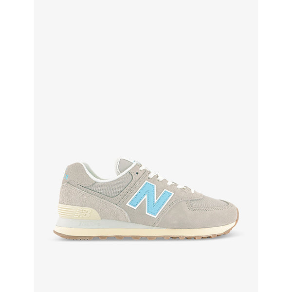 New Balance 574 logo-embossed suede low-top trainers