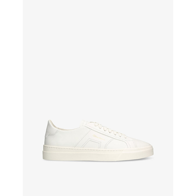 Santoni DBBS logo-embroidered leather low-top trainers