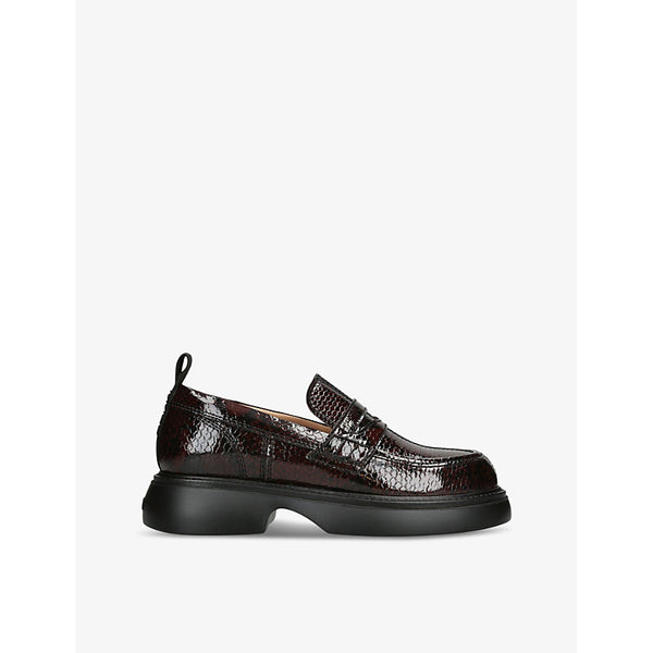 Ganni Everyday snakeskin-embossed leather loafers