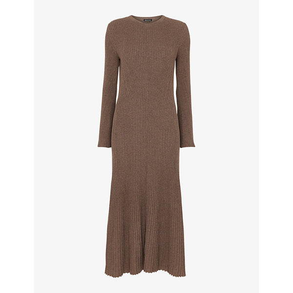 Whistles Willow ribbed cotton-cashmere knitted midi dress | WHISTLES