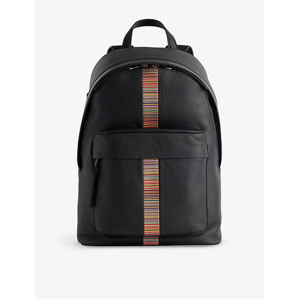 Paul Smith Signature Stripe grained leather backpack | Paul Smith