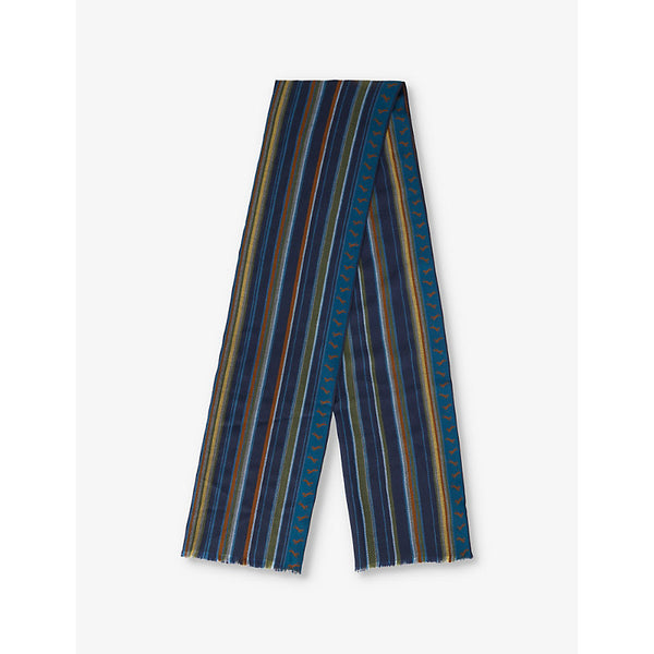 Paul Smith Stripe-pattern graphic-jacquard wool-blend knit scarf