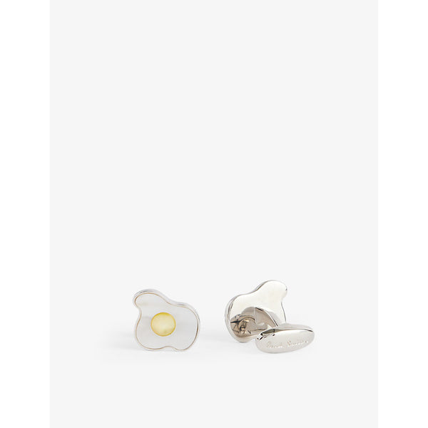 Paul Smith Egg brand-text silver-toned metal cufflinks