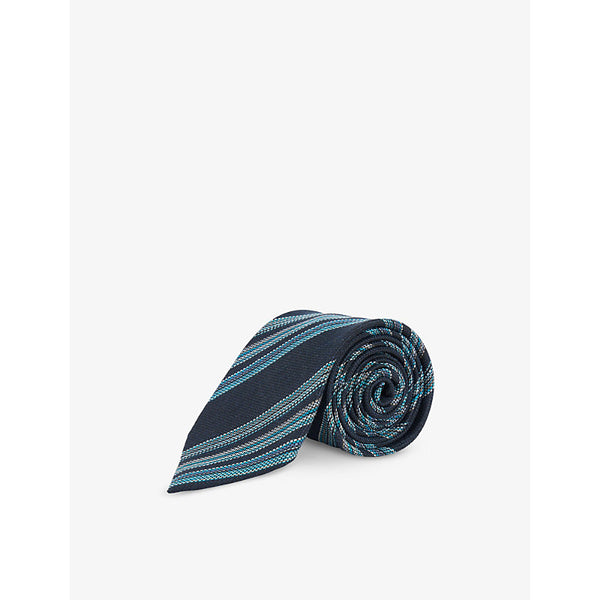 Paul Smith Block Stripe linen and silk-blend jacquard tie