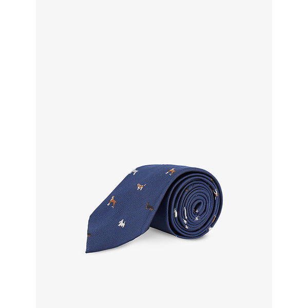 Paul Smith Dog-embroidery silk tie