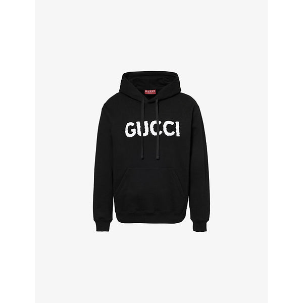 Gucci Logo text-embroidered cotton hoody