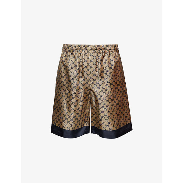 Gucci Monogram-print two-slip-pockets relaxed-fit silk shorts