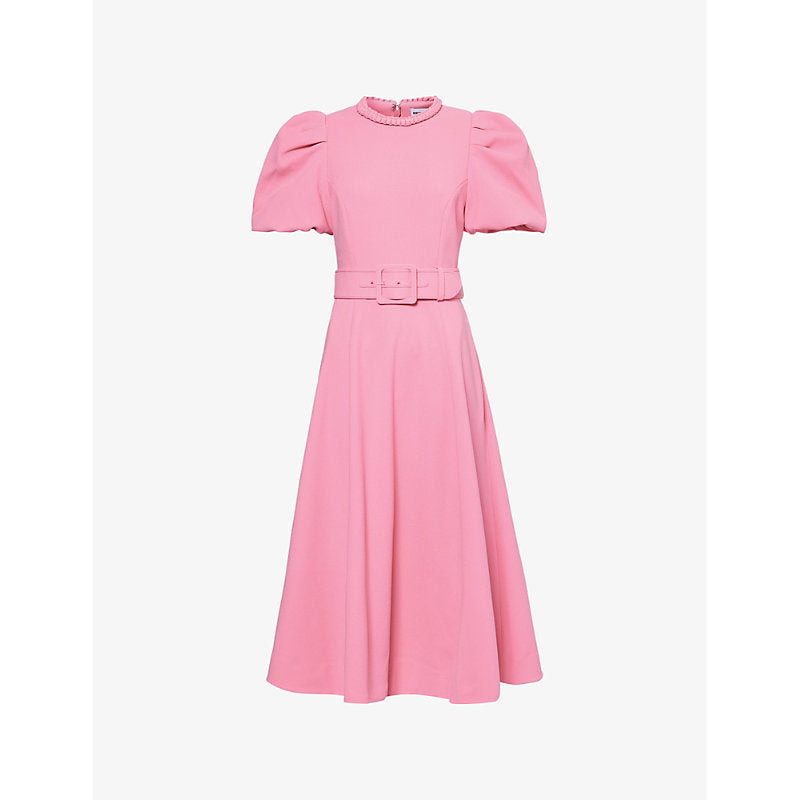 Rebecca Vallance Rosita puff-sleeve woven midi dress | REBECCA VALLANCE